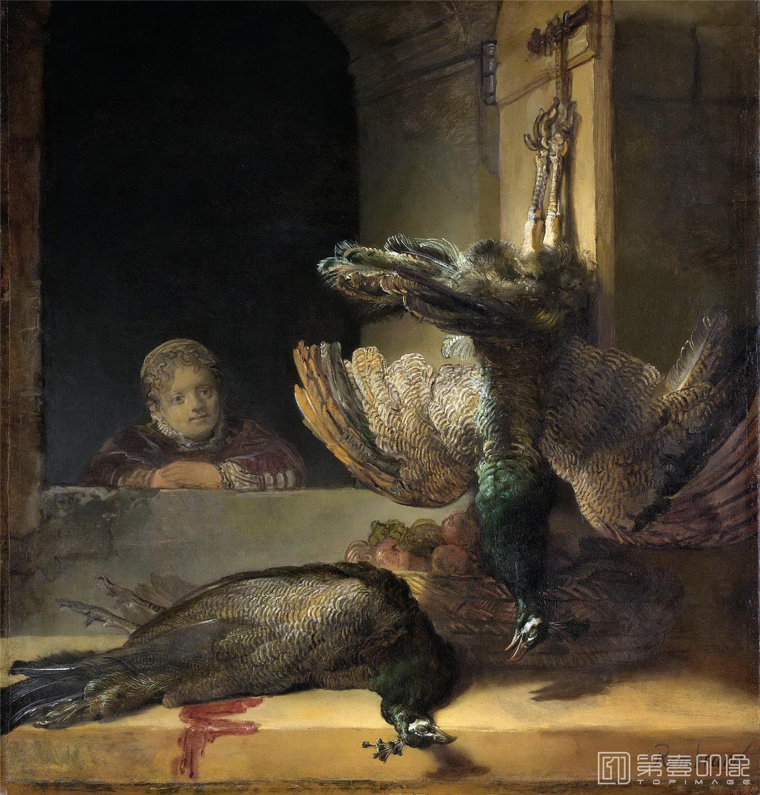 油画-荷兰阿姆斯特丹国家美术馆-Rembrandt Harmensz. van Rijn Stilleven met pauwen 1638-1640